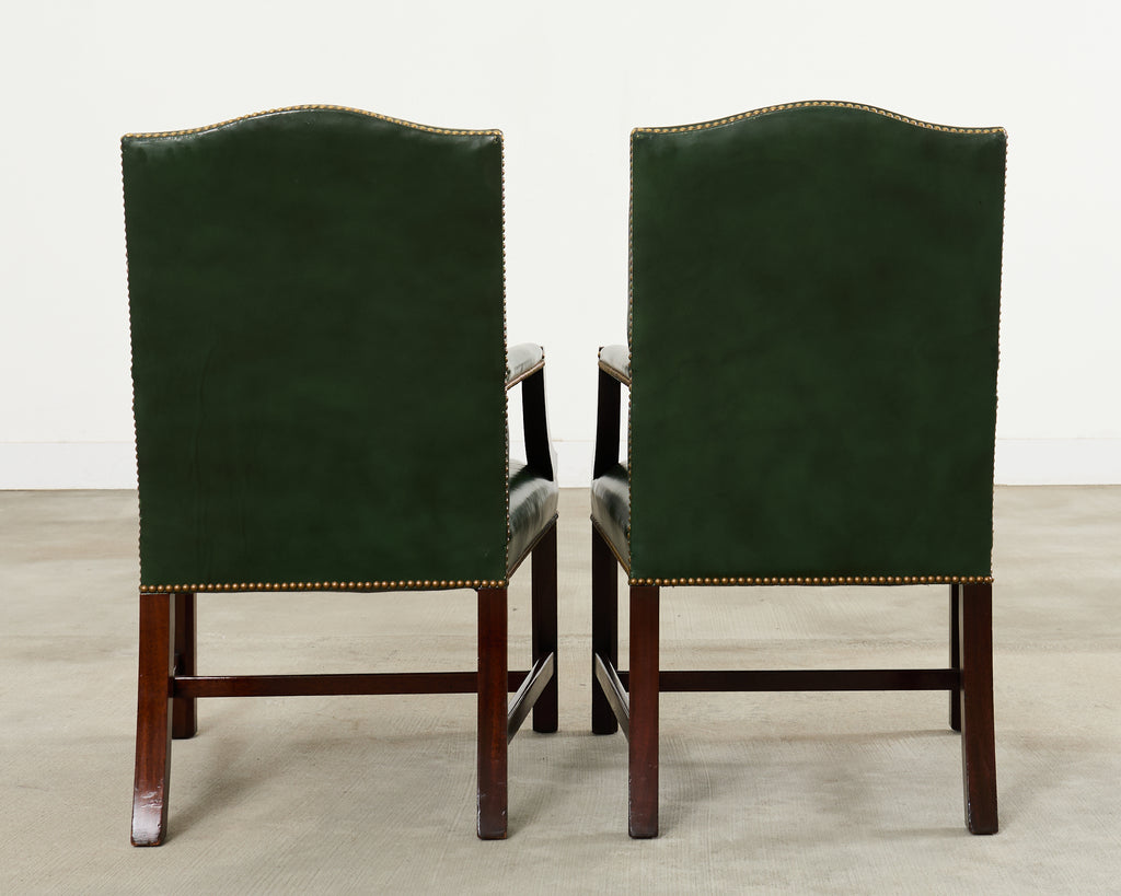 Set Eight Gainsborough Leather Mahogany Library Chairs