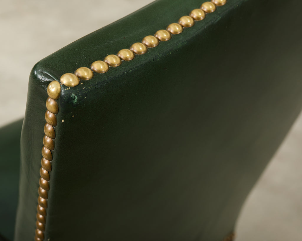 Set Eight Gainsborough Leather Mahogany Library Chairs