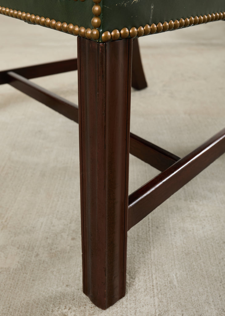 Set Eight Gainsborough Leather Mahogany Library Chairs