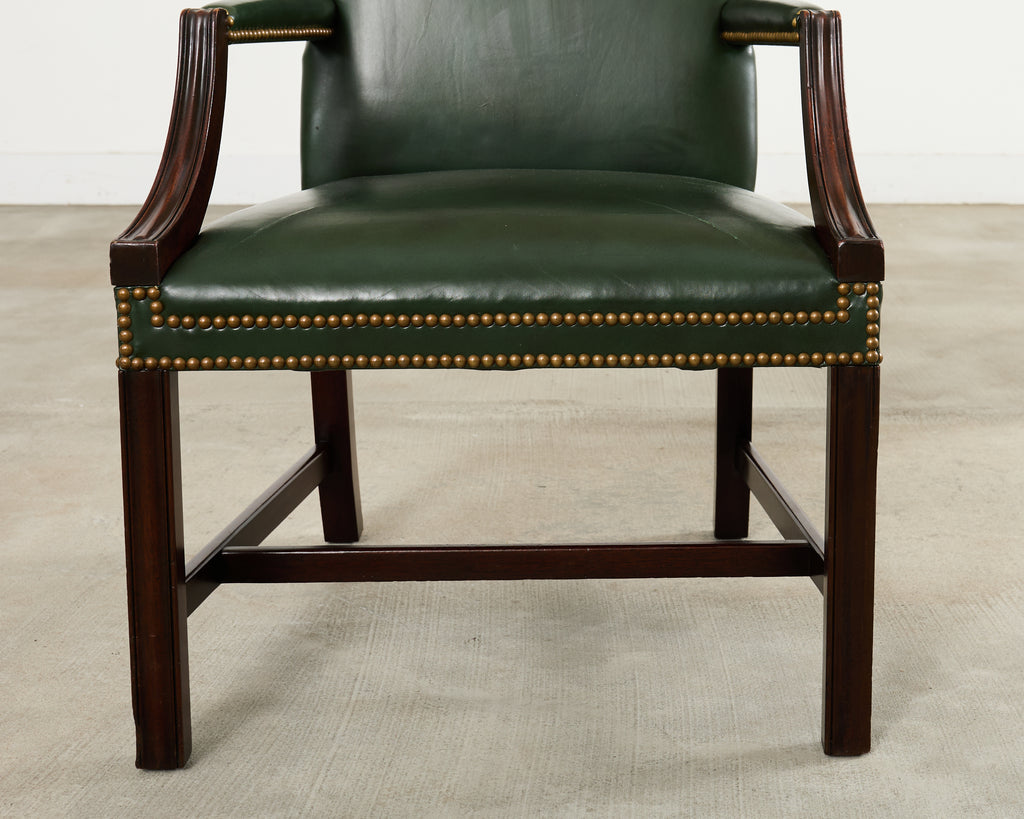 Set Eight Gainsborough Leather Mahogany Library Chairs
