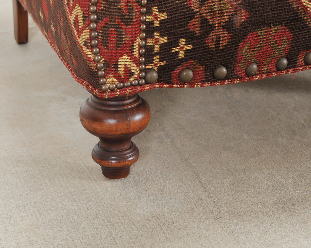 King Ranch Kilim Rug Style Upholstered Lounge Chair + Ottoman
