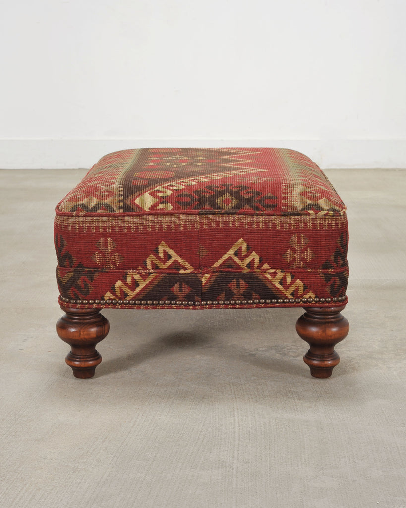 King Ranch Kilim Rug Style Upholstered Lounge Chair + Ottoman