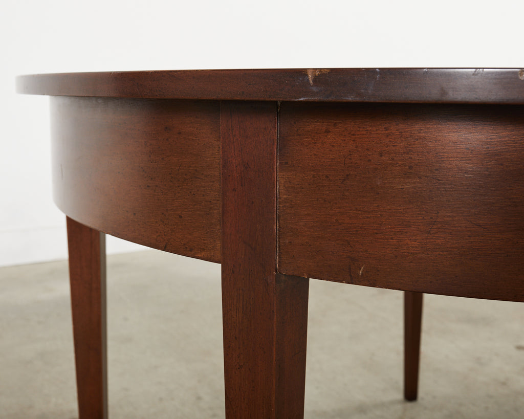 Pair of English Georgian Style Mahogany Demilune Consoles by Kittinger