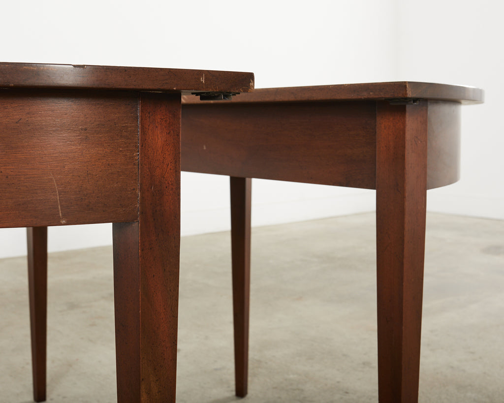 Pair of English Georgian Style Mahogany Demilune Consoles by Kittinger