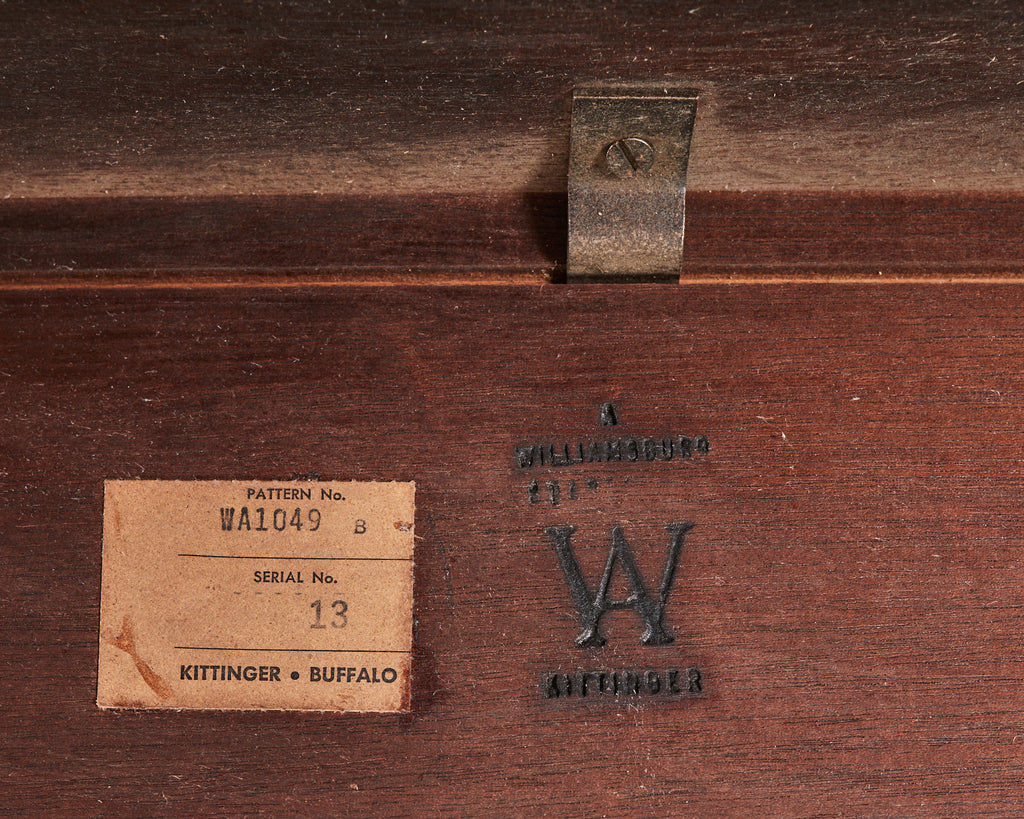 Pair of English Georgian Style Mahogany Demilune Consoles by Kittinger