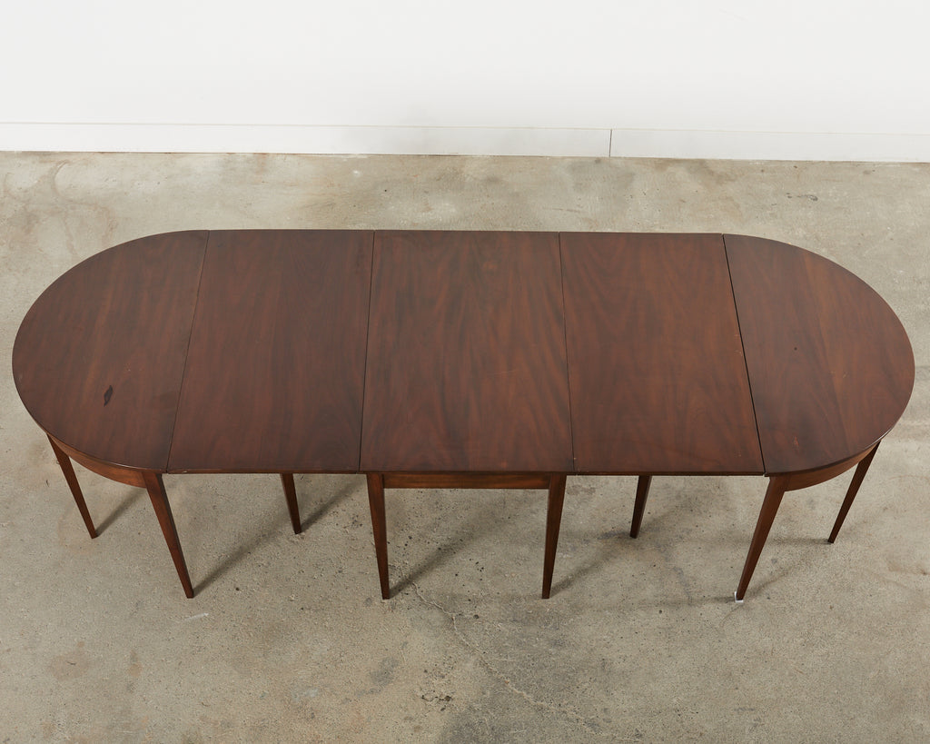 English Georgian Style Banquet Dining Table With Demilune Ends