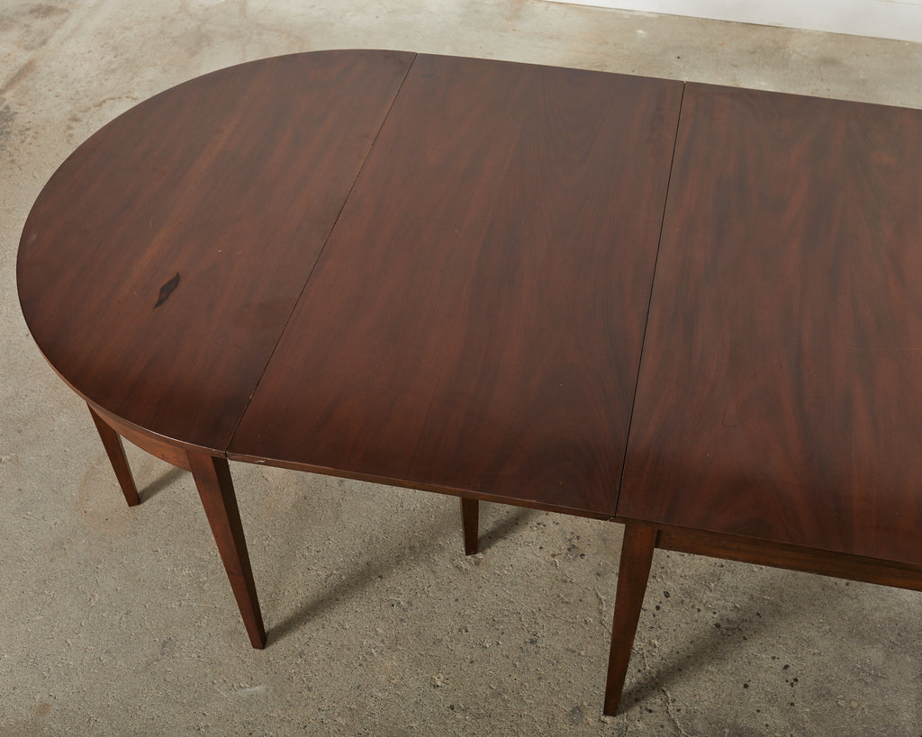 English Georgian Style Banquet Dining Table With Demilune Ends