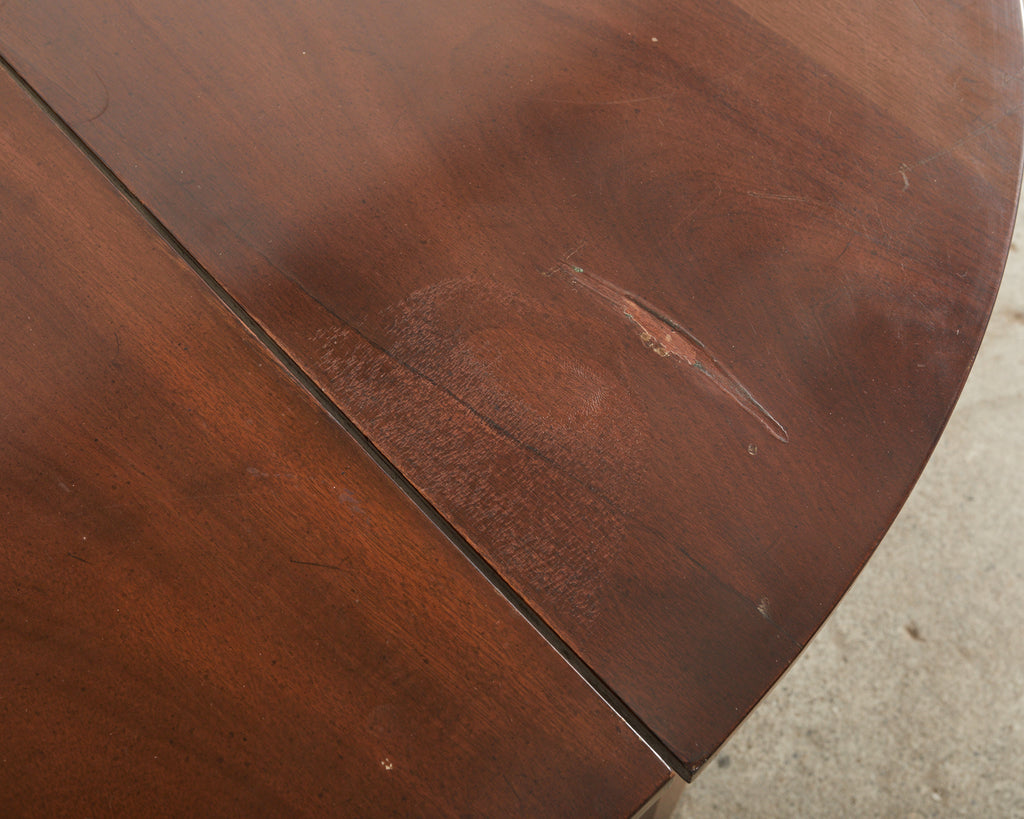 English Georgian Style Banquet Dining Table With Demilune Ends