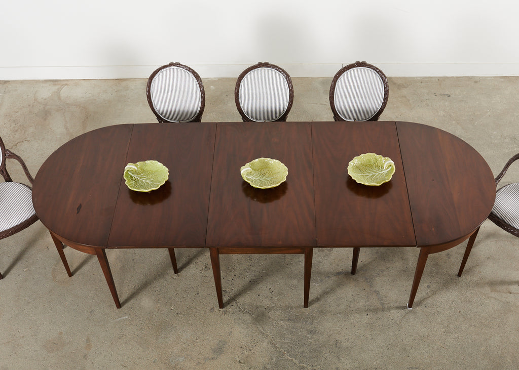 English Georgian Style Banquet Dining Table With Demilune Ends