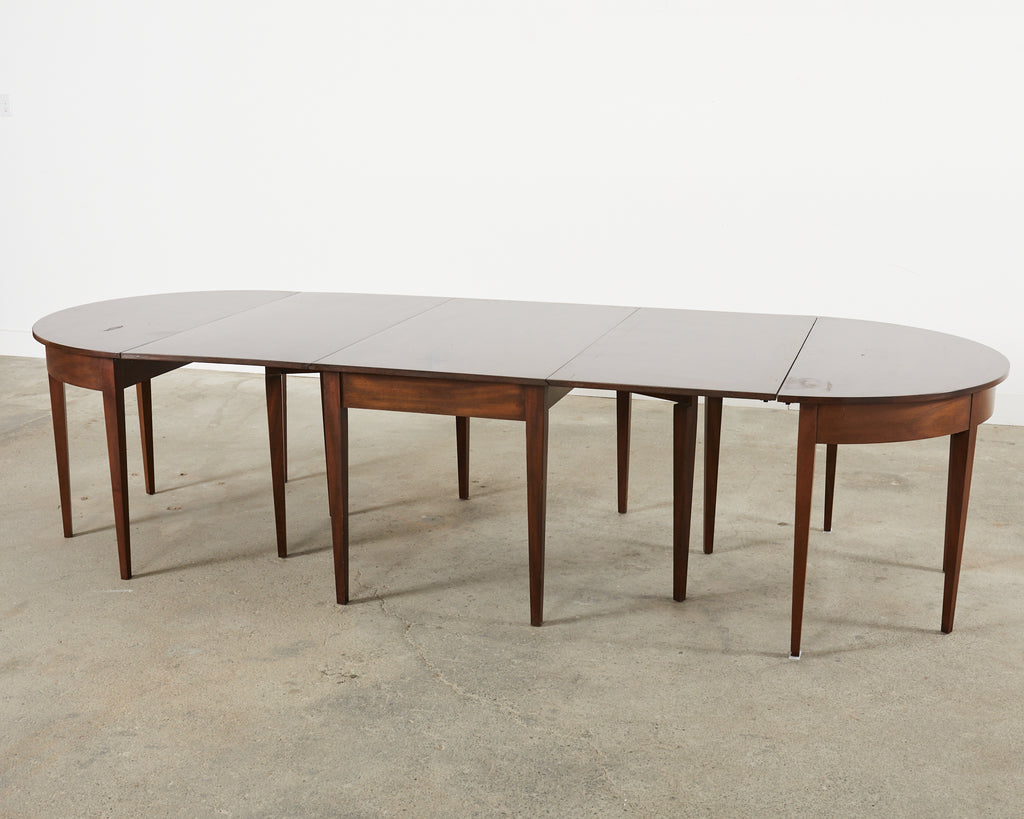 English Georgian Style Banquet Dining Table With Demilune Ends