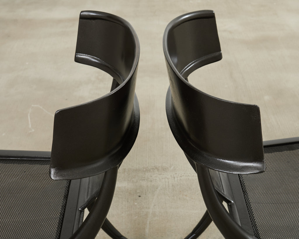 Set Four Michael Taylor Metal Klismos Garden Chairs