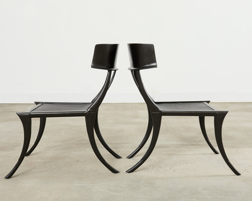 Set Four Michael Taylor Metal Klismos Garden Chairs