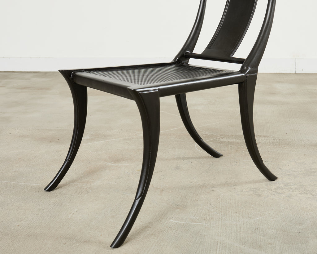 Set Four Michael Taylor Metal Klismos Garden Chairs