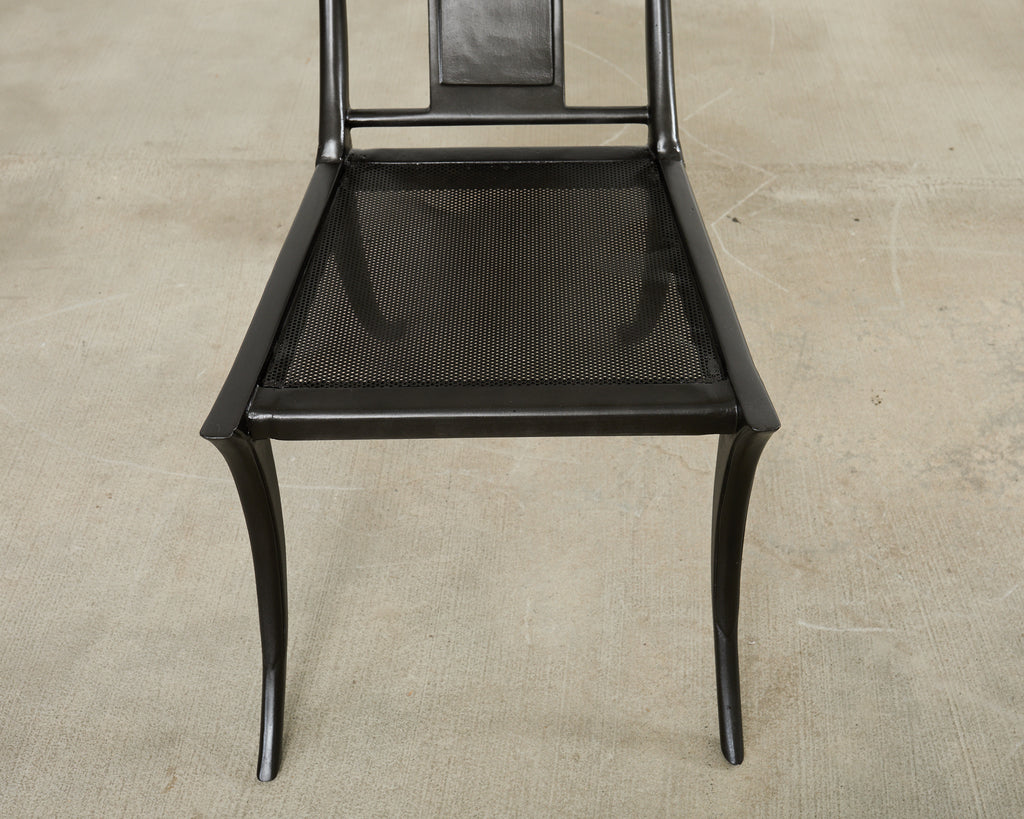 Set Four Michael Taylor Metal Klismos Garden Chairs