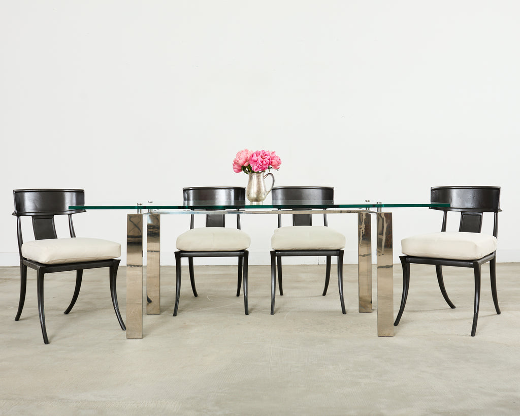 Set Four Michael Taylor Metal Klismos Garden Chairs