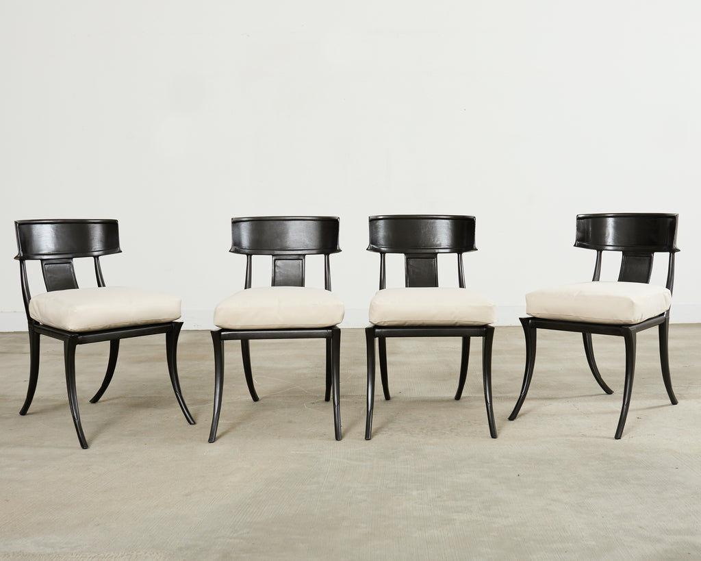 Set Four Michael Taylor Metal Klismos Garden Chairs