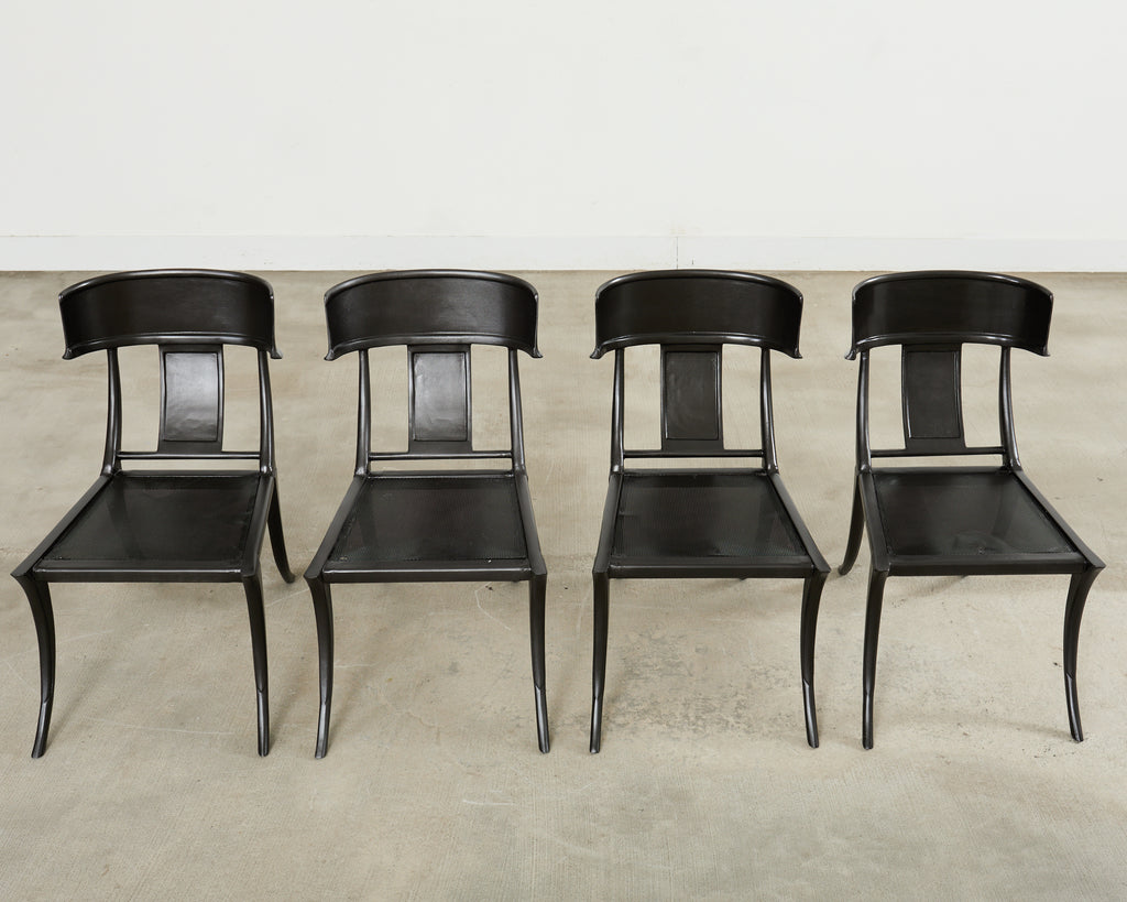 Set Four Michael Taylor Metal Klismos Garden Chairs