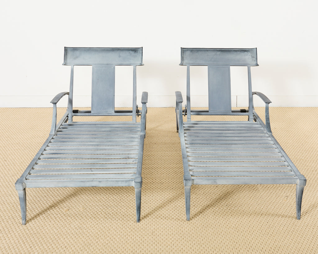 Set of Five Neoclassical Greco-Roman Klismos Chaise Lounges