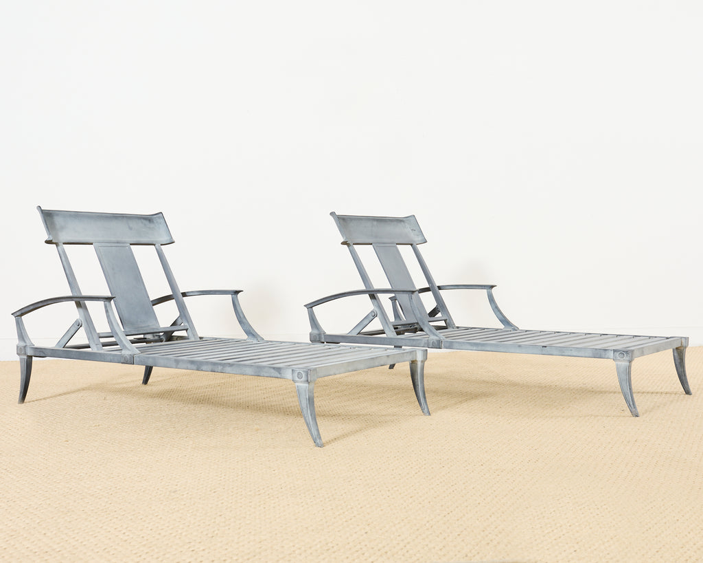 Set of Five Neoclassical Greco-Roman Klismos Chaise Lounges