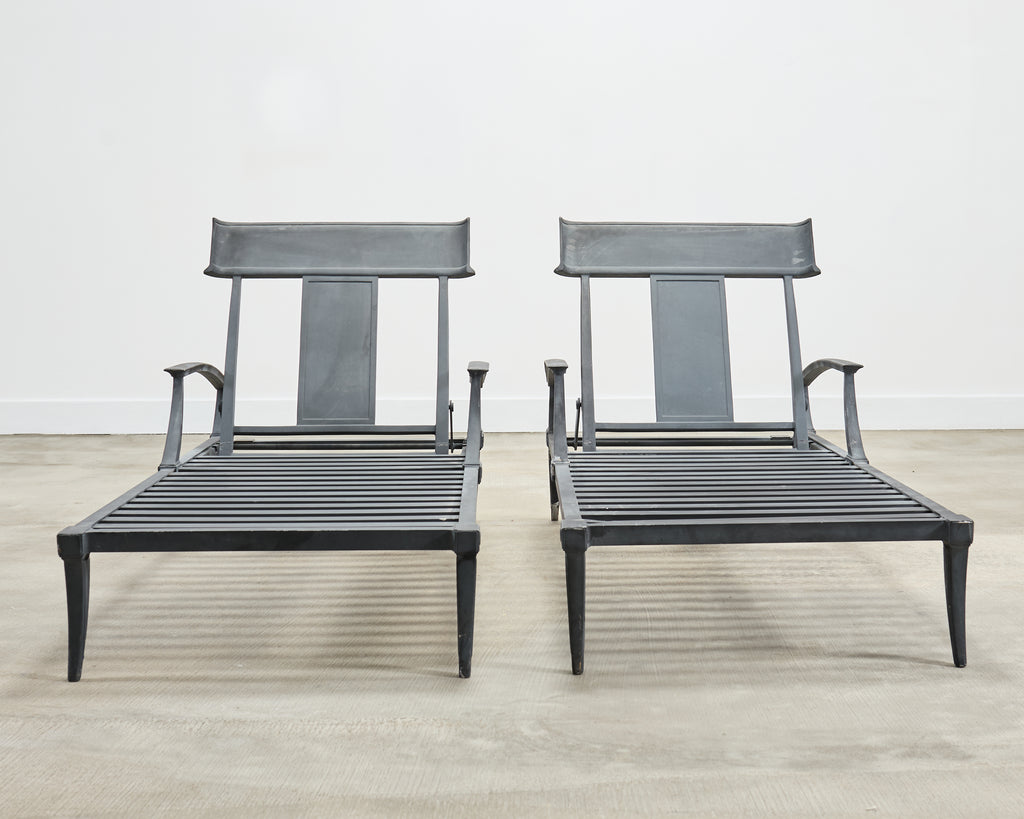 Pair of Neoclassical Greco-Roman Style Klismos Chaise Lounges