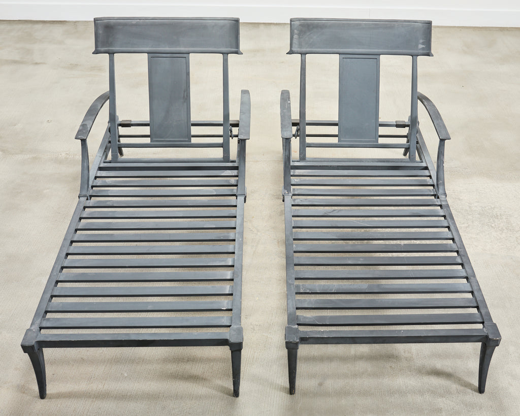 Pair of Neoclassical Greco-Roman Style Klismos Chaise Lounges