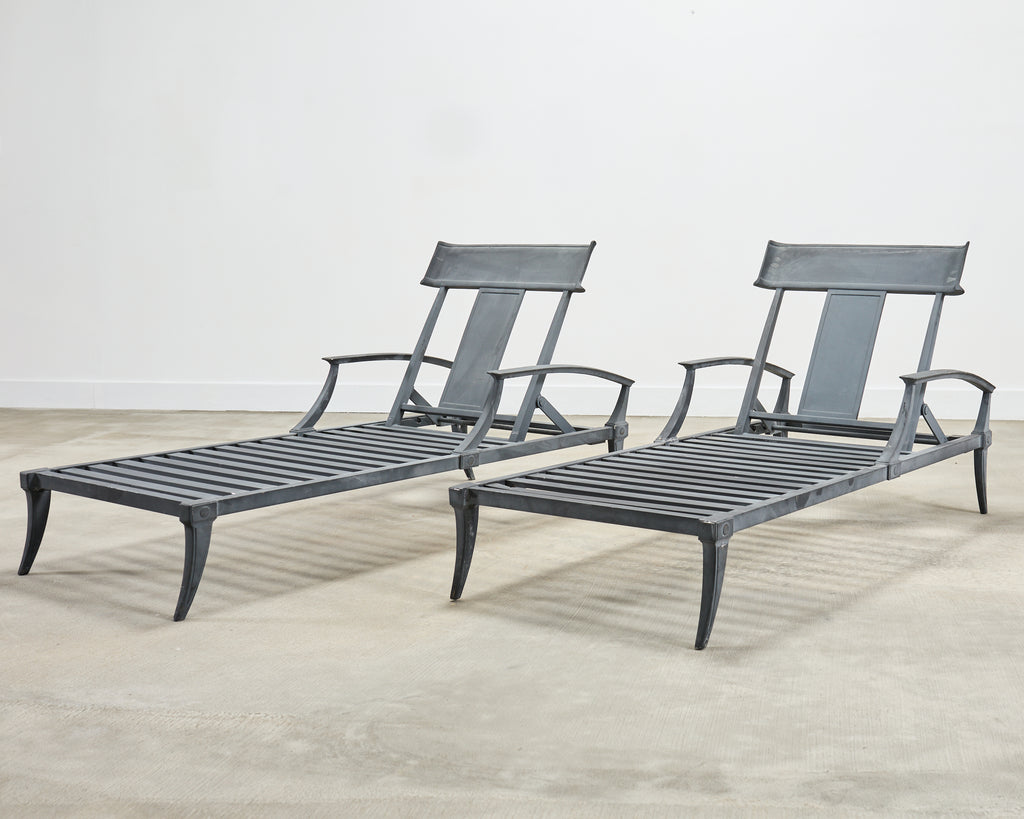 Pair of Neoclassical Greco-Roman Style Klismos Chaise Lounges