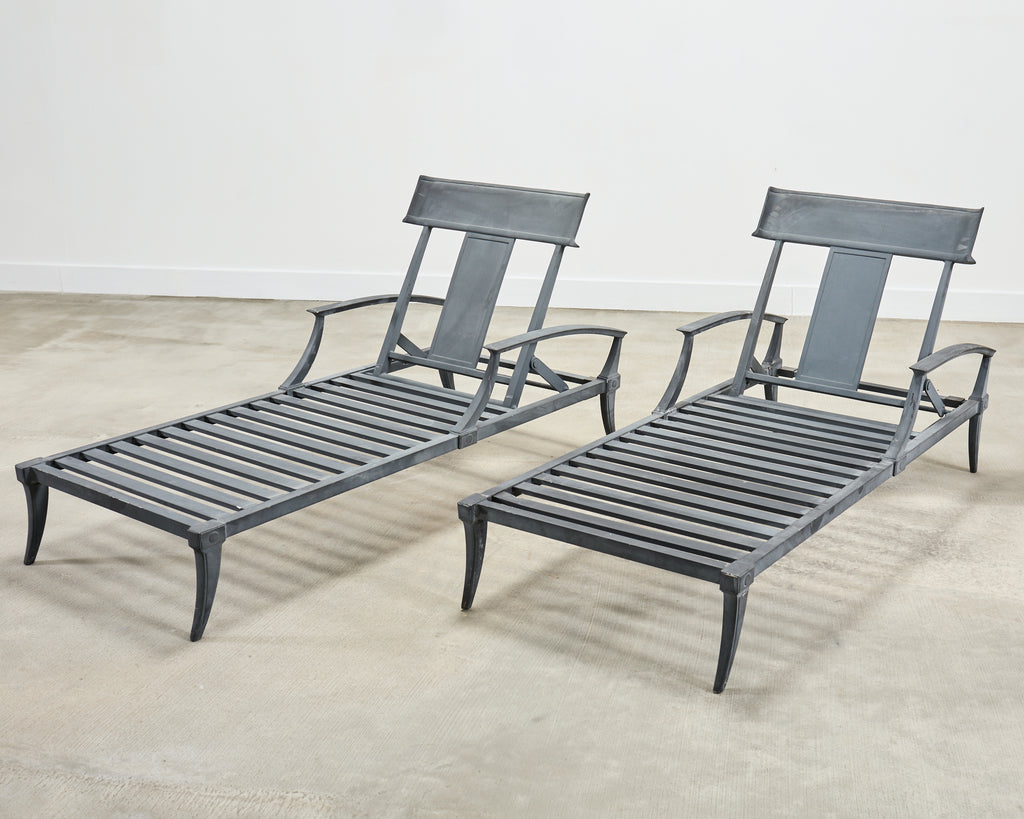Pair of Neoclassical Greco-Roman Style Klismos Chaise Lounges