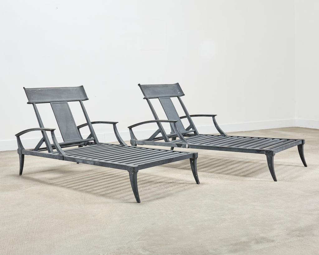 Pair of Neoclassical Greco-Roman Style Klismos Chaise Lounges