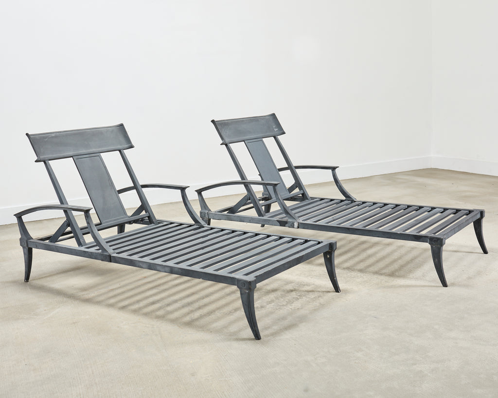 Pair of Neoclassical Greco-Roman Style Klismos Chaise Lounges