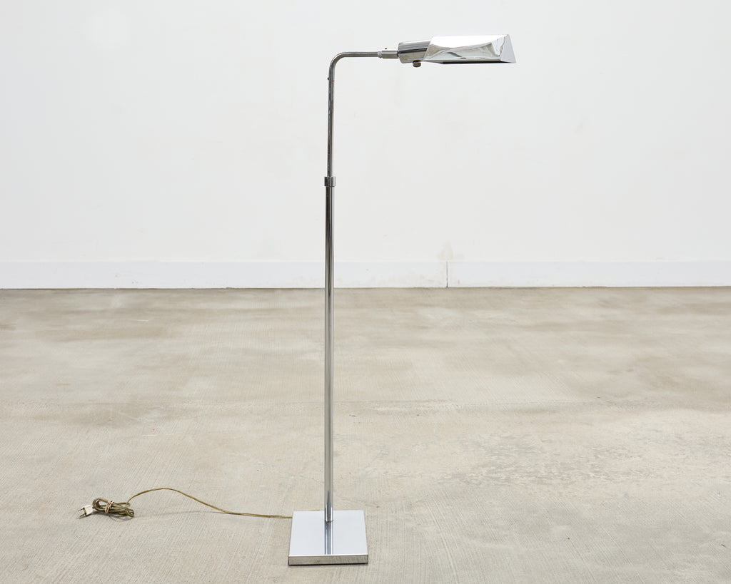 Koch & Lowy OMI Chromed Steel Adjustable Pharmacy Floor Lamp