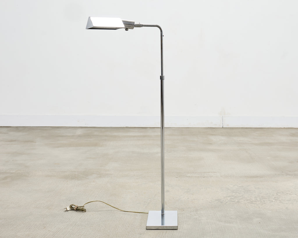 Koch & Lowy OMI Chromed Steel Adjustable Pharmacy Floor Lamp