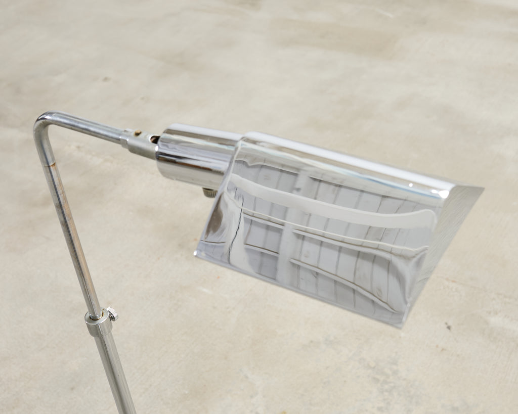 Koch & Lowy OMI Chromed Steel Adjustable Pharmacy Floor Lamp