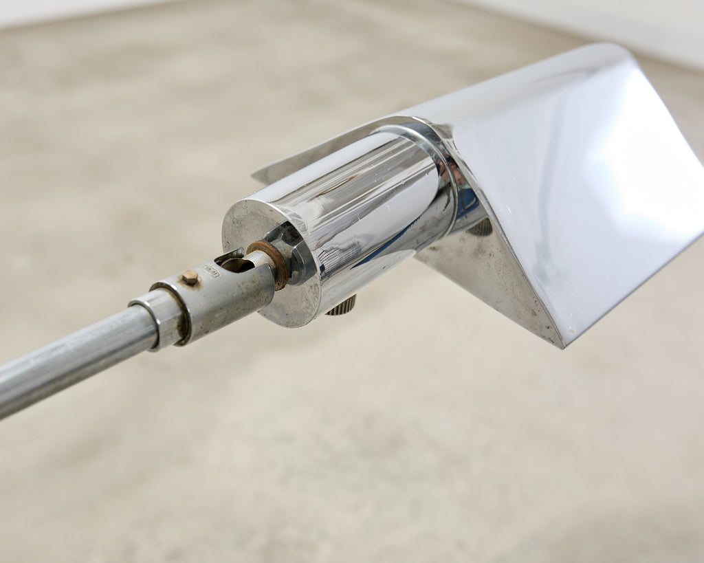 Koch & Lowy OMI Chromed Steel Adjustable Pharmacy Floor Lamp