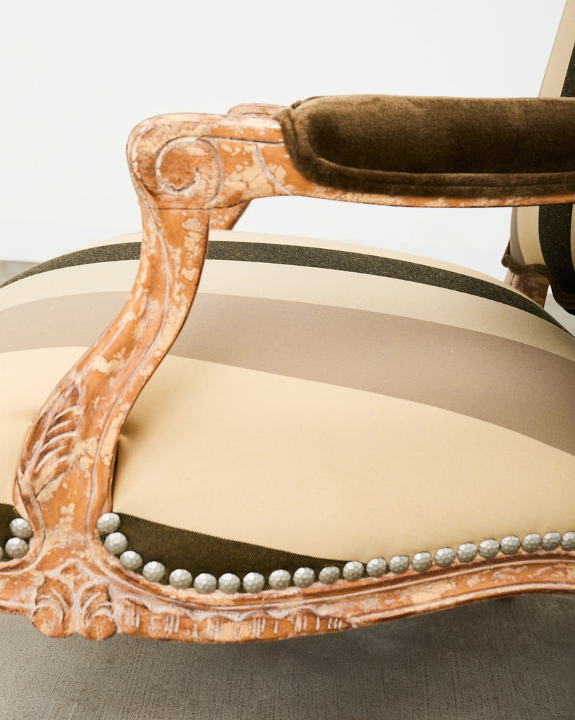 Pair of Louis XV French Provincial Style Fauteuil Armchairs by Kreiss