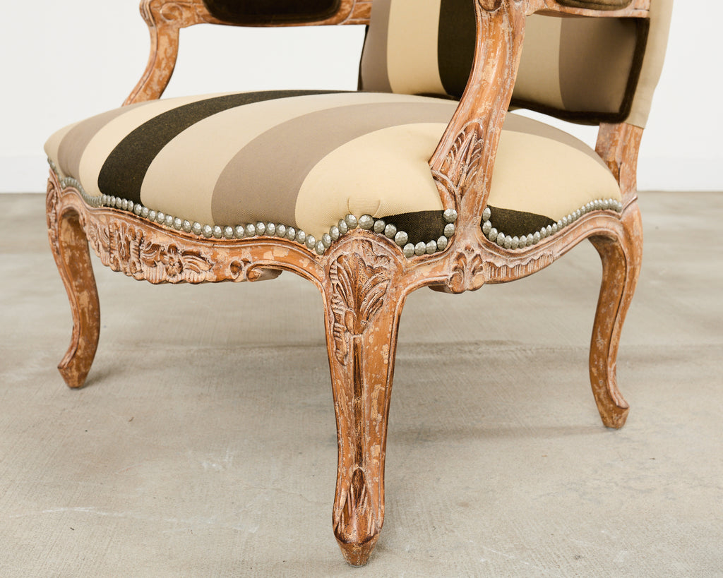 Pair of Louis XV French Provincial Style Fauteuil Armchairs by Kreiss