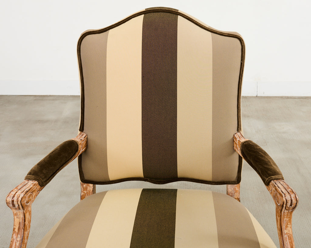 Pair of Louis XV French Provincial Style Fauteuil Armchairs by Kreiss