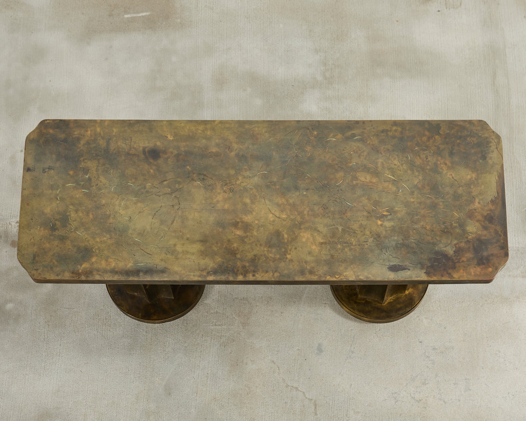 Philip Kelvin LaVerne Creation of Man Bronze Cocktail Table