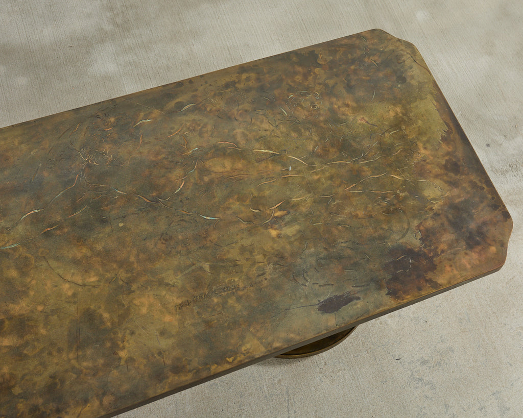 Philip Kelvin LaVerne Creation of Man Bronze Cocktail Table