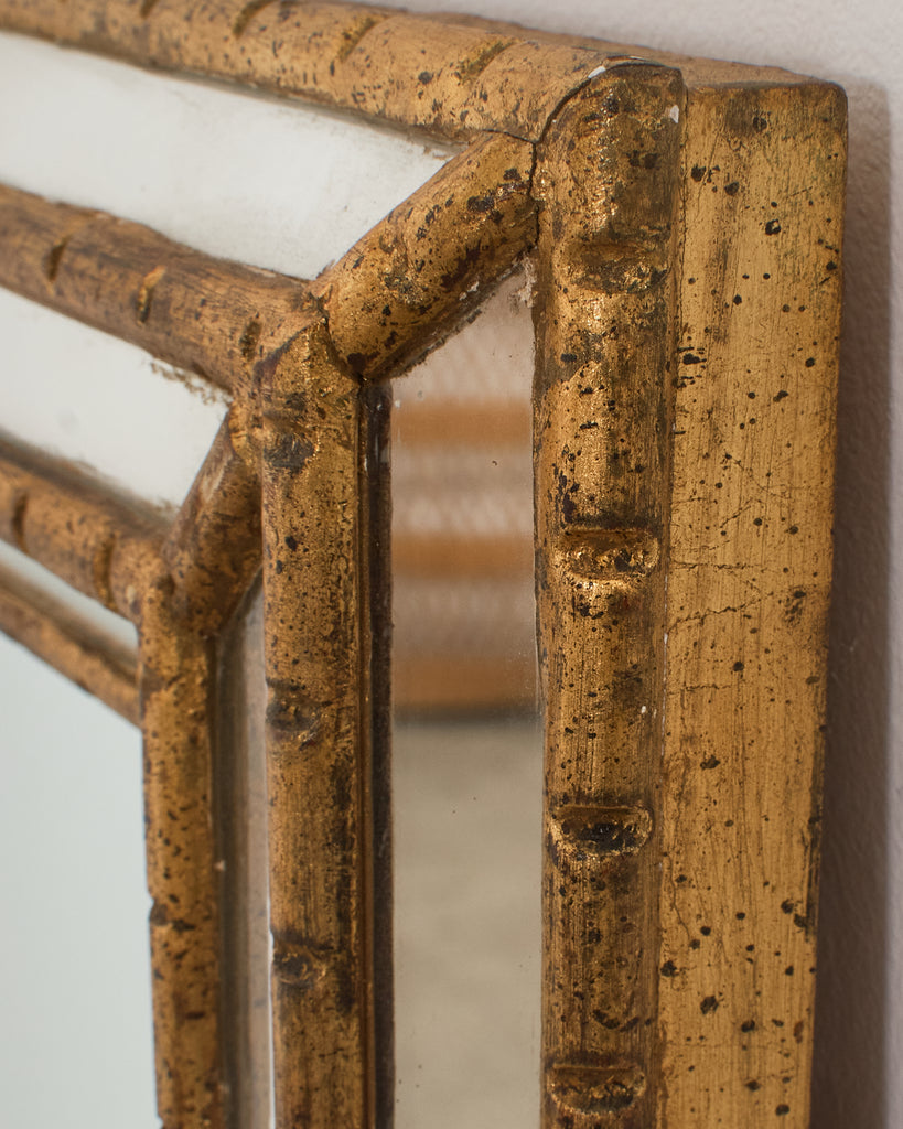 Labarge Hollywood Regency Giltwood Faux Bamboo Cushion Mirror