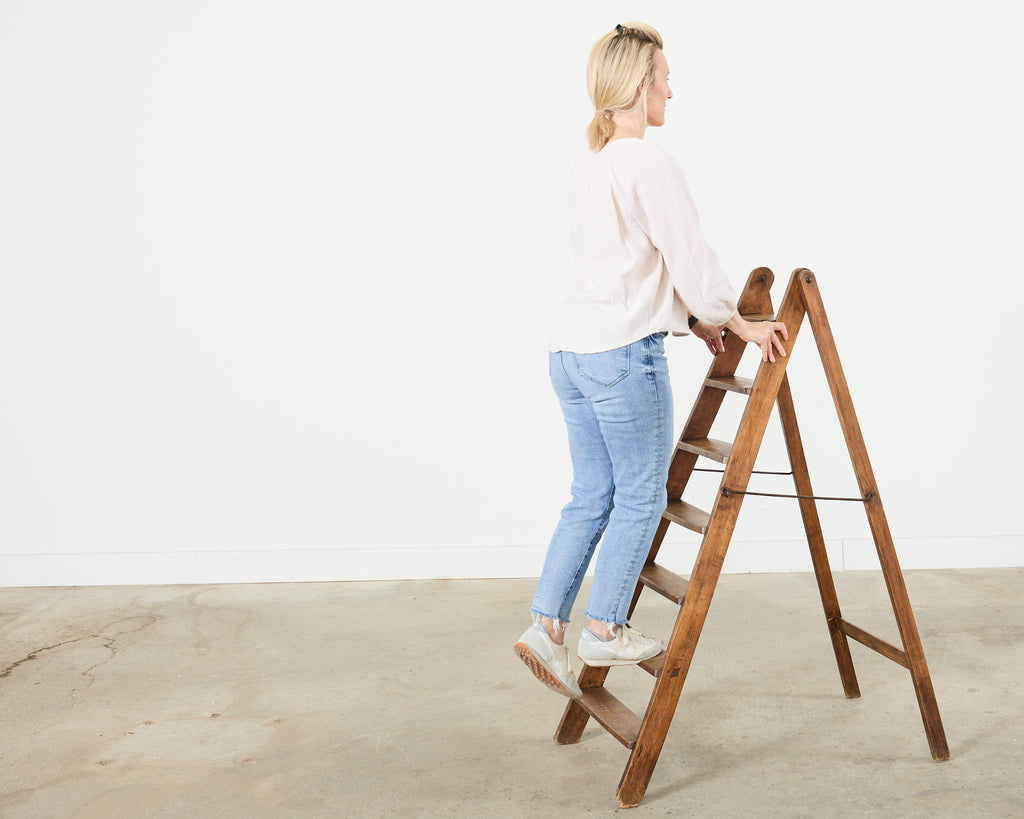 19th Century French Folding Library Step Ladder