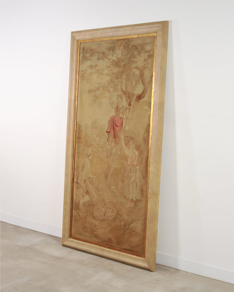 19th Century French Aubusson Harvest Tapestry Framed Panel 9.5 Ft