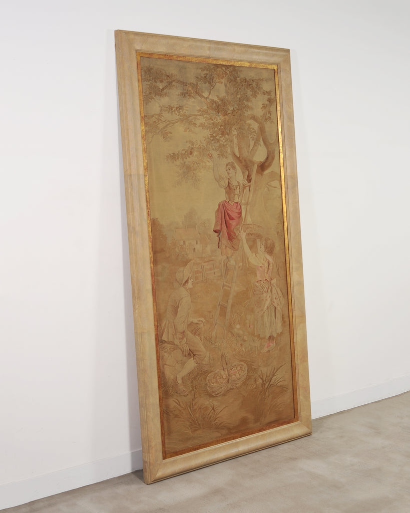 19th Century French Aubusson Harvest Tapestry Framed Panel 9.5 Ft