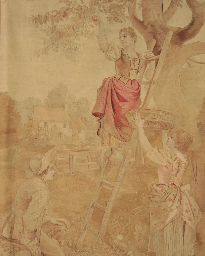 19th Century French Aubusson Harvest Tapestry Framed Panel 9.5 Ft