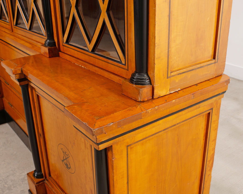 19th Century Austrian Biedermeier Fruitwood Bibliotheque Bookcase