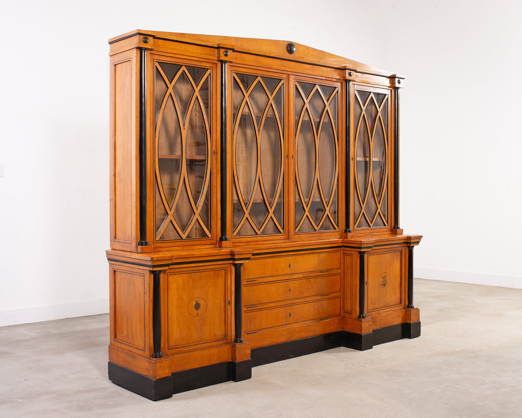 19th Century Austrian Biedermeier Fruitwood Bibliotheque Bookcase