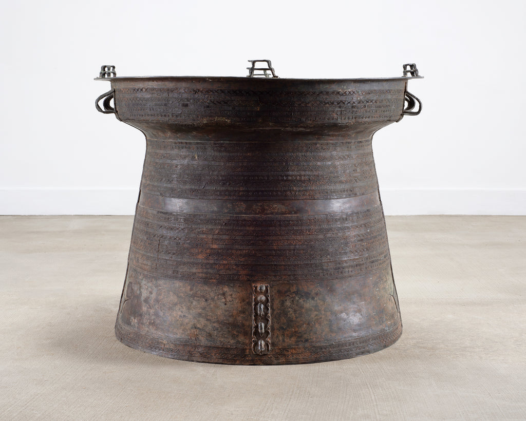 Monumental Southeast Asian Bronze Frog or Rain Drum Table 3 Ft