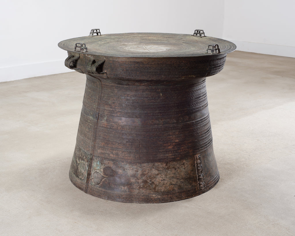 Monumental Southeast Asian Bronze Frog or Rain Drum Table 3 Ft