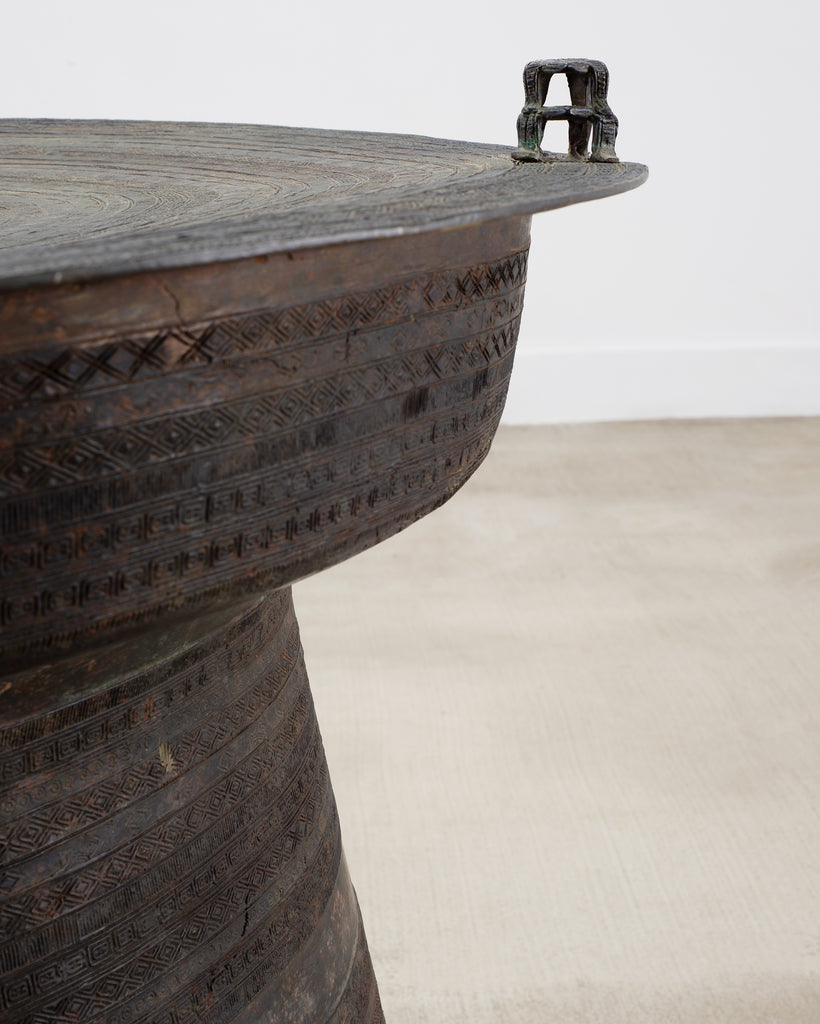 Monumental Southeast Asian Bronze Frog or Rain Drum Table 3 Ft