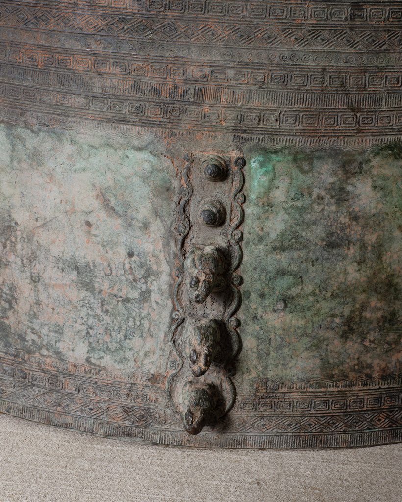 Monumental Southeast Asian Bronze Frog or Rain Drum Table 3 Ft