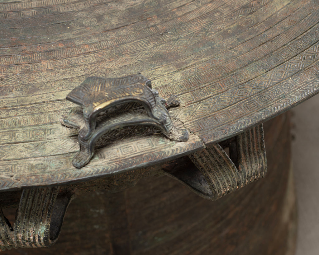 Monumental Southeast Asian Bronze Frog or Rain Drum Table 3 Ft